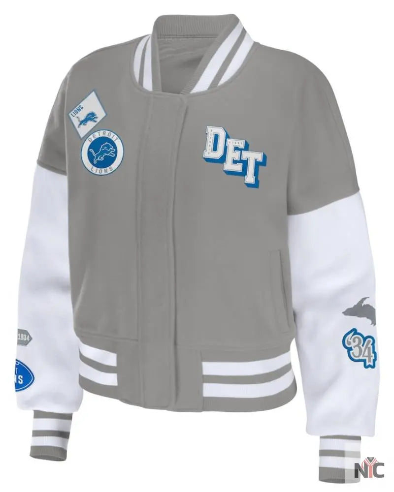 Detroit Lions Women’s Full-Zip Varsity Jacket The Urban Hawk