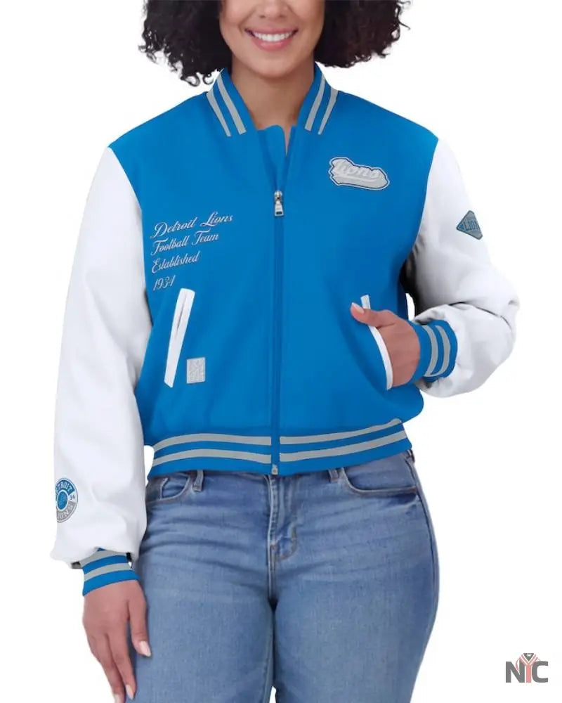 Detroit Lions Women’s Varsity Full-Zip Jacket The Urban Hawk
