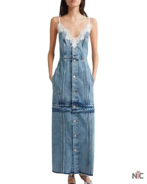 E! News Hannah Waddingham Denim Trim Dress The Urban Hawk