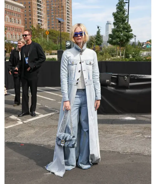 Elle Fanning Coach Fashion Show Long Coat USA Jackets