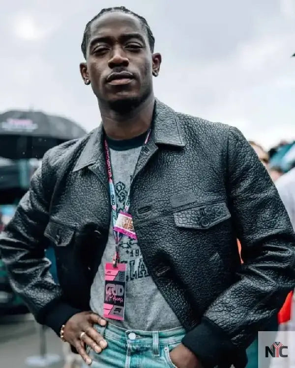 F1 Movie Damson Idris Black Leather Jacket The Urban Hawk