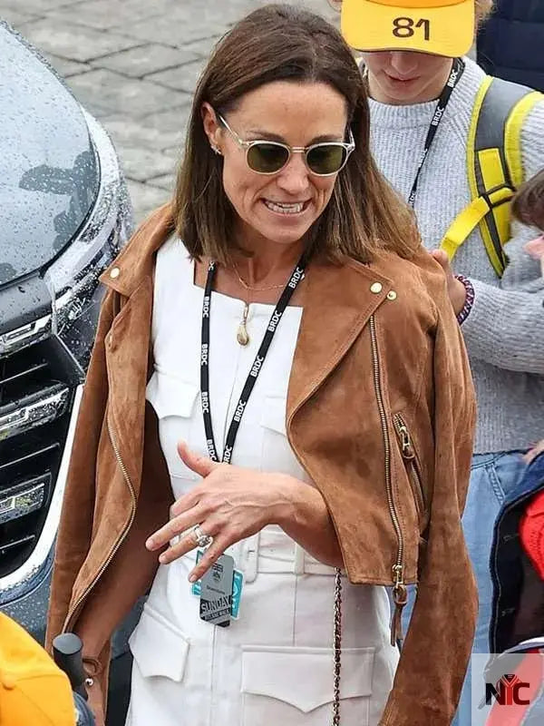 F1 Pippa Middleton Brown Leather Jacket The Urban Hawk