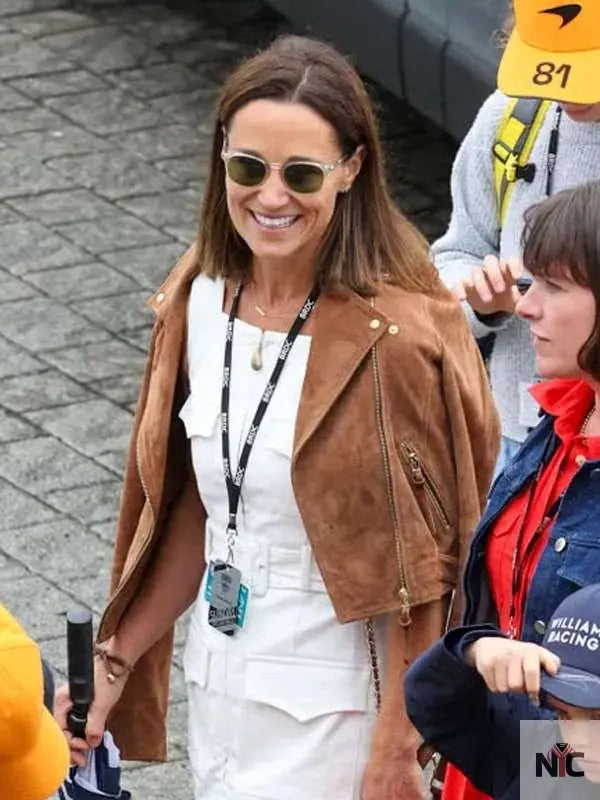 F1 Pippa Middleton Brown Leather Jacket The Urban Hawk