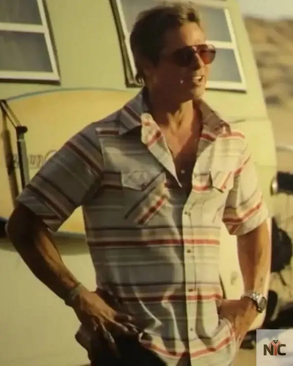 F1 The Movie Brad Pitt Stripe Shirt The Urban Hawk