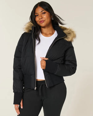 Faux-Fur-Trim-Puffer-Bomber-Jacket