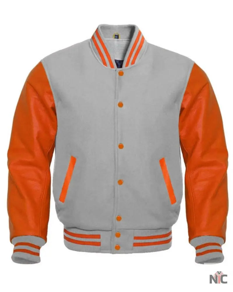Faux Gray And Orange Varsity Jacket The Urban Hawk