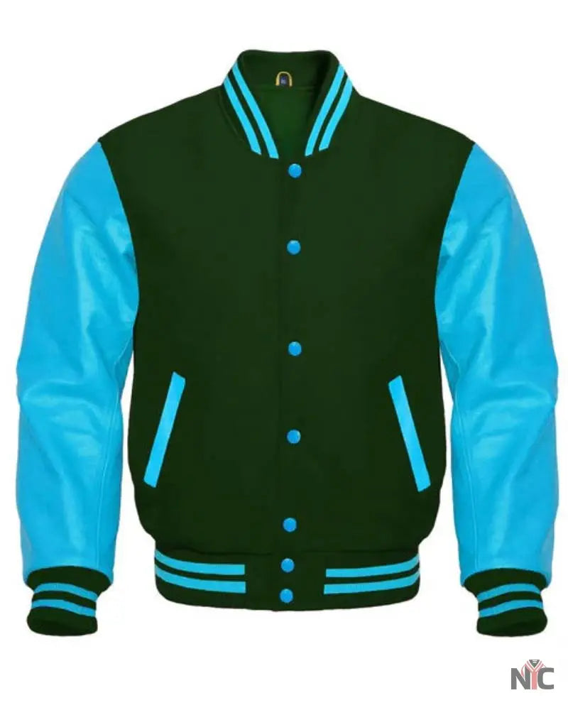 Forest Green And Blue Varsity Jacket The Urban Hawk