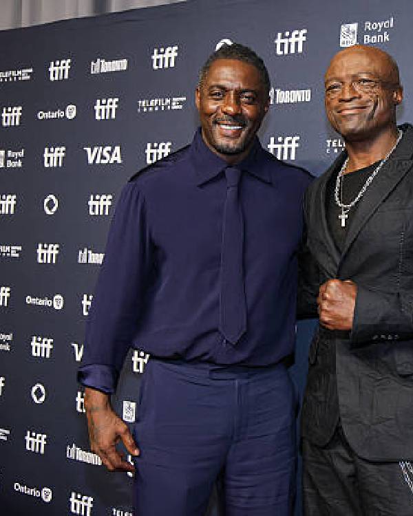 Idris Elba 2025 Toronto International Film Festival Blue Satin Shirt USA Jackets