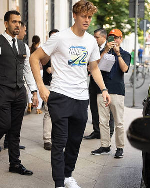 Jannik Sinner White Graphic T-Shirt USA Jackets
