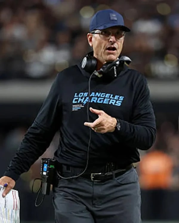 Jim Harbaugh Chargers Sideline Long Sleeve Hoodie Shirt USA Jackets