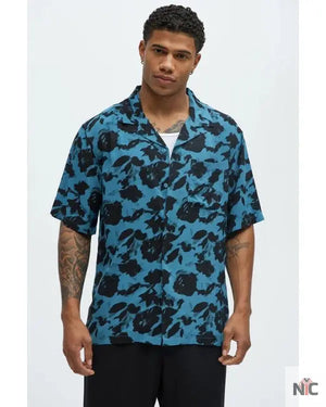 Love Island USA S07 Chris Seeley Blue Floral Shirt The Urban Hawk