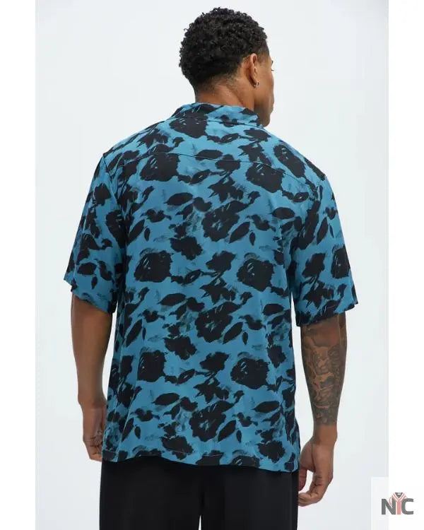 Love Island USA S07 Chris Seeley Blue Floral Shirt The Urban Hawk