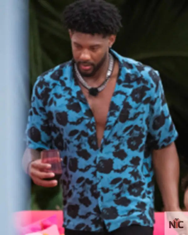 Love Island USA S07 Chris Seeley Blue Floral Shirt The Urban Hawk