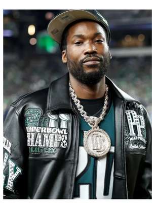 Meek Mill Eagles Black Leather Jacket USA Jackets