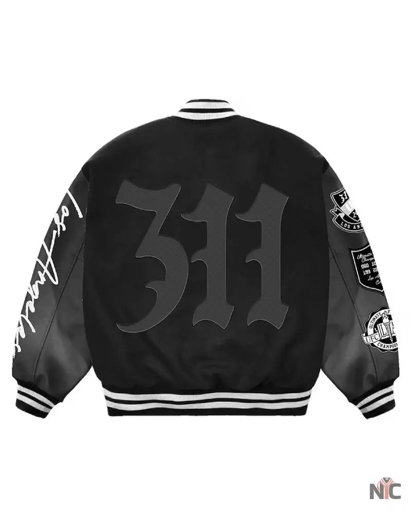 Men’s Black UFC 311 Los Angeles Full-Snap Varsity Jacket The Urban Hawk