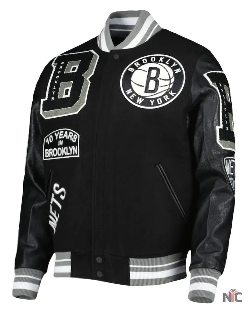 Men’s Brooklyn Nets Pro Standard Black 10 Years in Brooklyn Mash Up Capsule Varsity Full-Zip Jacket The Urban Hawk