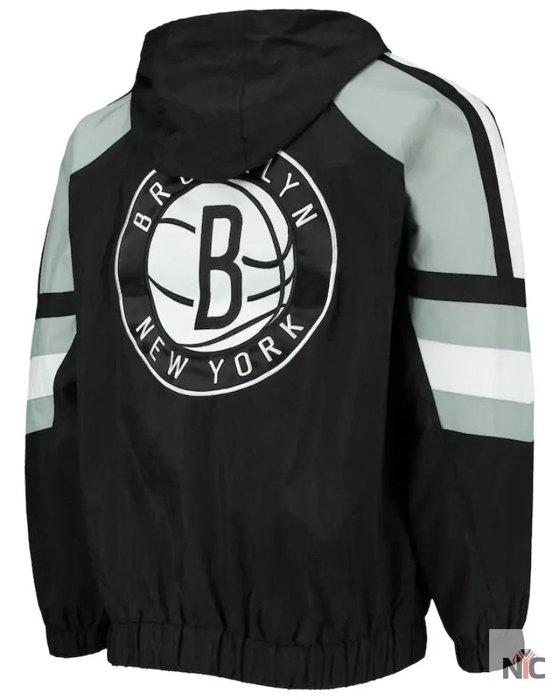 Men’s Brooklyn Nets Starter Black/Gray The Pro II Half-Zip Jacket The Urban Hawk