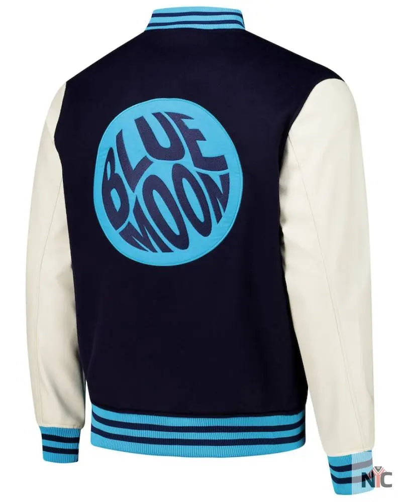 Men’s Navy Manchester City Supporter’s Full-Snap Varsity Jacket The Urban Hawk