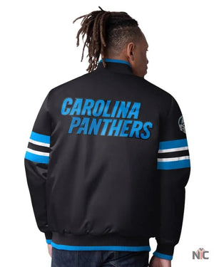 Men’s Starter Black Carolina Panthers Scout Full-Snap Varsity Jacket The Urban Hawk