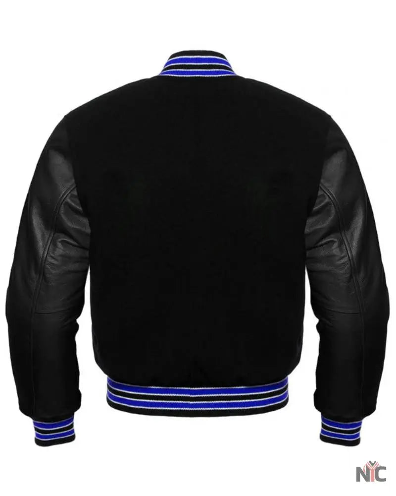 Midnight Varsity Jacket With Royal Highlights The Urban Hawk