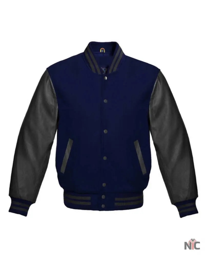 Navy Blue And Black Varsity Jacket The Urban Hawk