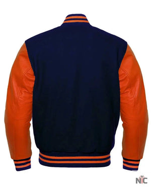 Navy Blue And Orange Varsity Jacket The Urban Hawk