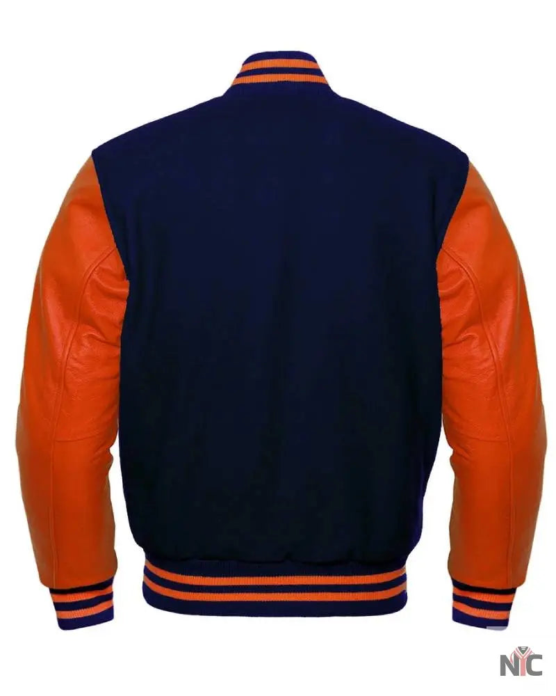Navy Blue And Orange Varsity Jacket The Urban Hawk