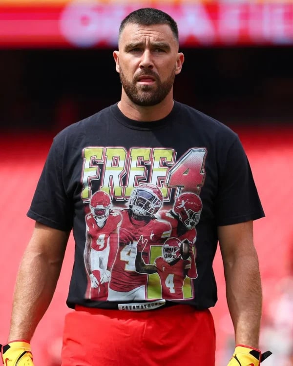 Travis Kelce Philadelphia Eagles vs Kansas City Chiefs Black T-Shirt USA Jackets