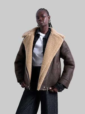 Oversized-Faux-Shearling-Aviator-Jacket-In-Chocolate