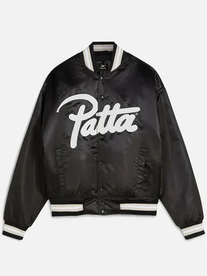Patta-Script-Logo-Satin-Black-Varsity-Jacket