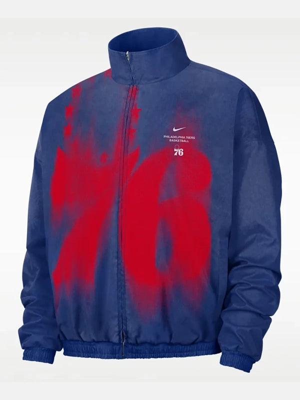 Philadelphia 76ers Nike Blue Woven Basketball Jacket - The Urban Hawk