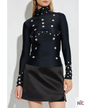 Press Junket 2025 Nicole Wallace Eyelet-Detailing Black Blouse The Urban Hawk