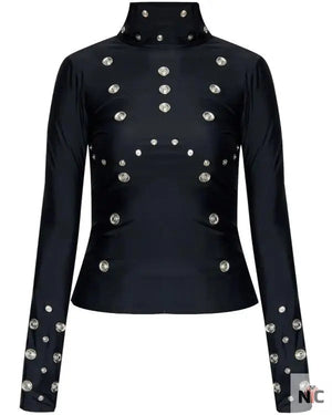 Press Junket 2025 Nicole Wallace Eyelet-Detailing Black Blouse The Urban Hawk