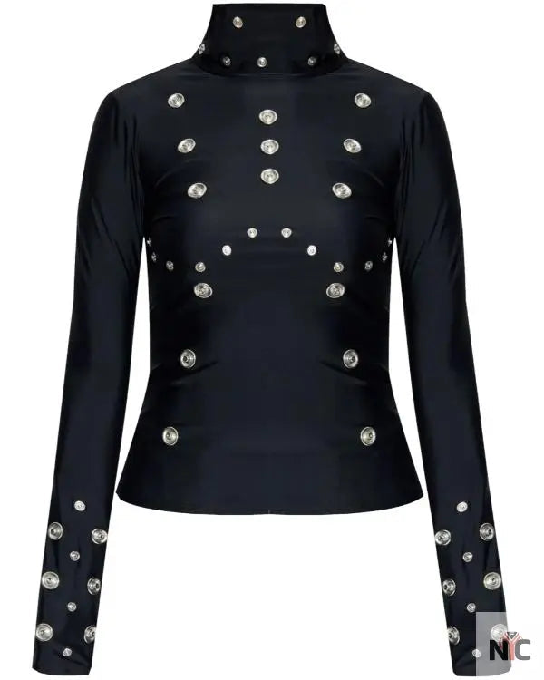 Press Junket 2025 Nicole Wallace Eyelet-Detailing Black Blouse The Urban Hawk