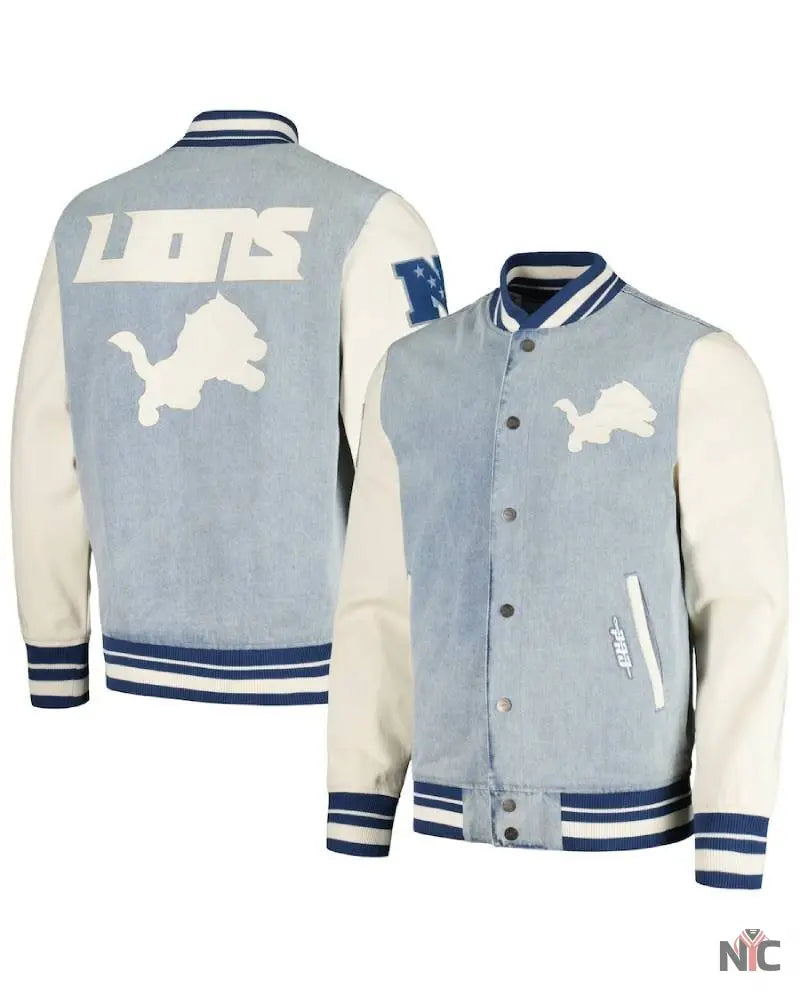 Pro Standard Denim Detroit Lions Varsity Blues Jacket The Urban Hawk