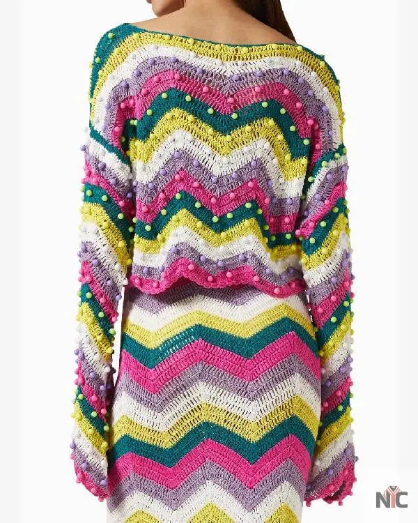 Resident Alien Jenna Lamia Studded Striped Sweater The Urban Hawk