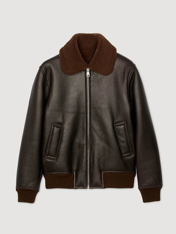 Sandro-Leather-Jacket-Black-With-Fur-Collar