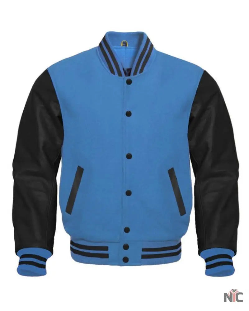 Sky Blue And Black Varsity Jacket The Urban Hawk