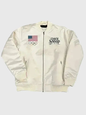 Snoop-Dogg-2026-Olympic-Team-USA-White-Satin-Bomber-Jacket