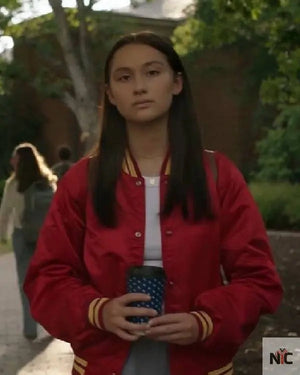 The Summer I Turned Pretty Lola Tung Red Letterman Jacket The Urban Hawk
