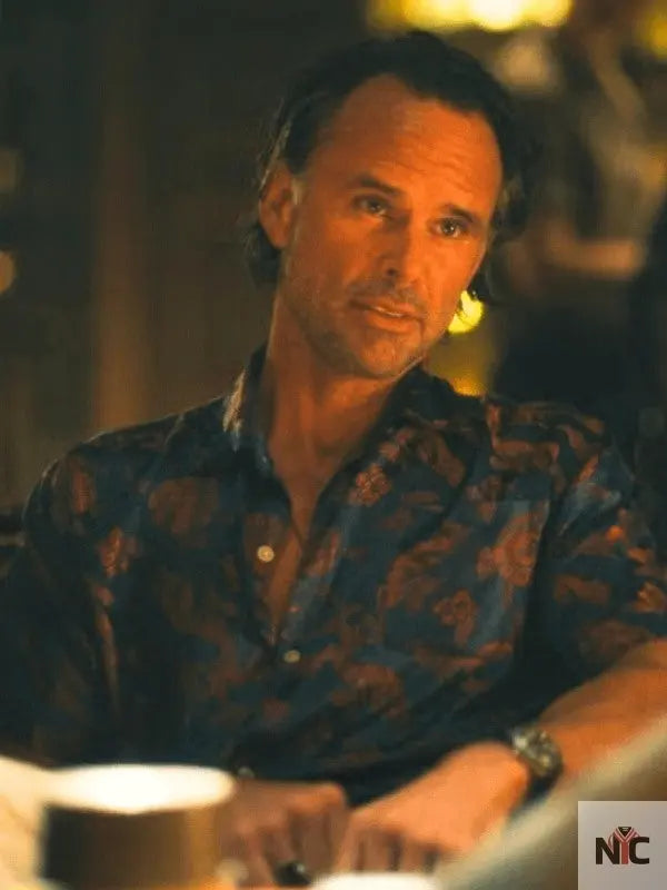 The White Lotus S3 Walton Goggins Blue Printed Shirt The Urban Hawk