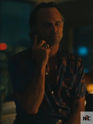 The White Lotus S3 Walton Goggins Blue Printed Shirt The Urban Hawk