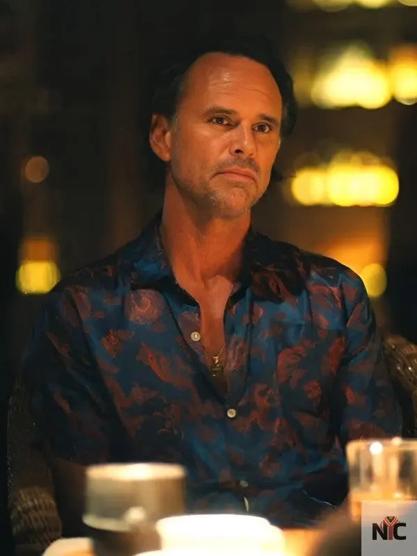 The White Lotus S3 Walton Goggins Blue Printed Shirt The Urban Hawk