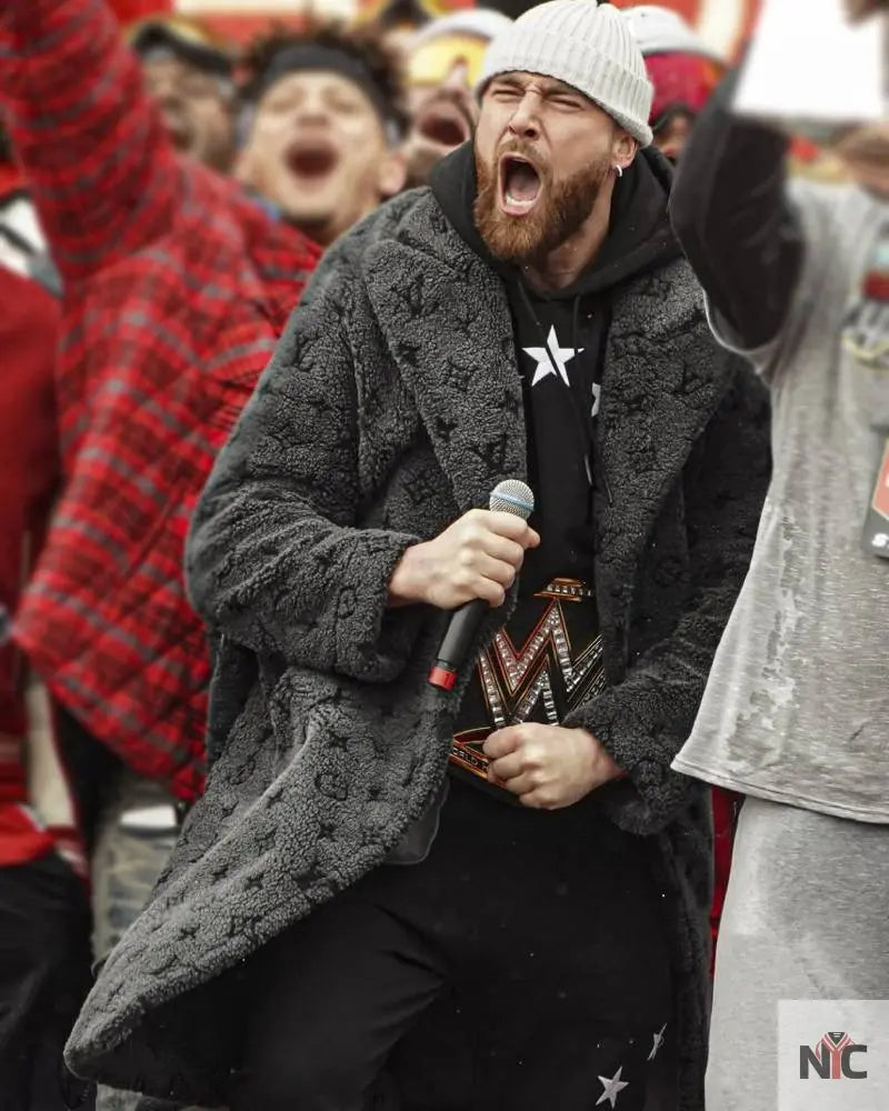 Travis Kelce Louis Vuitton Grey Coat - The Urban Hawk