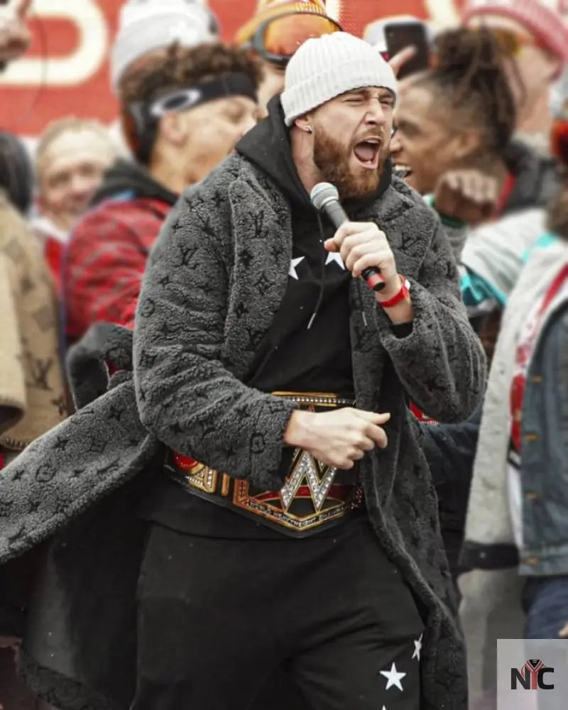 Travis Kelce Louis Vuitton Grey Coat - The Urban Hawk