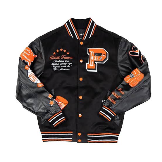 Black Wool & Leather Varsity Jacket Zing Apparel