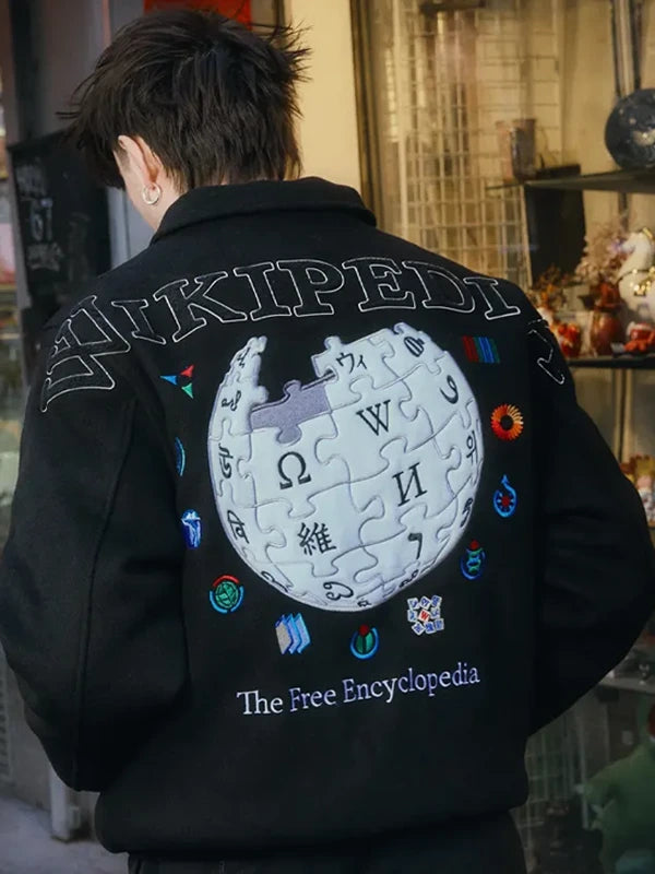 Tern × Wikipedia Black Varsity Jacket