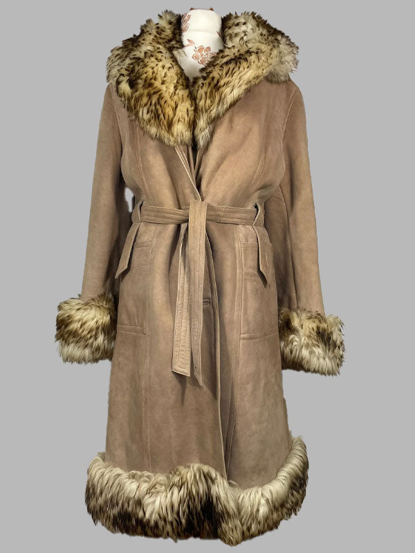 Women Vintage 60/70s shearling sheepskin princess coat