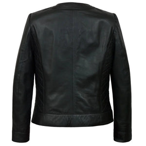 Biker Quilted Leather Jacket Women, Black Zing Apparel